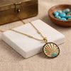 Natural Turquoise & Black Onyx Sunburst Gold-Plated Pendant