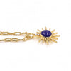 Natural Lapis Lazuli Sunburst Pendant Necklace with Swarovski Crystal Accents – 18K Gold & Silver Plated