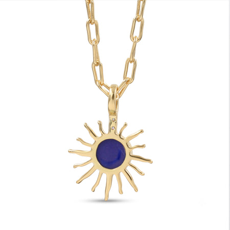 Lapis Lazuli, Sparkling Crystal Sunburst Gold-Plated Pendant