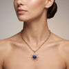 Lapis Lazuli, Sparkling Crystal Sunburst Gold-Plated Pendant