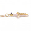 Natural lapis lazuli and freshwater pearl cross pendant necklace in 18K gold plated finish