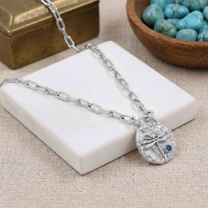 Natural Tanzanite Gemstone dragonfly Pendant Necklace - 18K Gold Plated