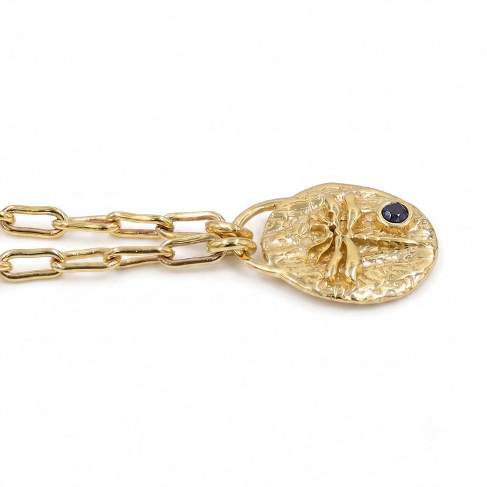 Natural Tanzanite Gemstone dragonfly Pendant Necklace - 18K Gold Plated