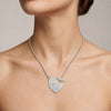 Textured Heart Toggle Pendant Necklace with Swarovski Crystal – 18K Gold & Silver Plated