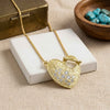 Textured Heart Toggle Pendant Necklace with Swarovski Crystal – 18K Gold & Silver Plated