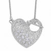 Textured Heart Toggle Pendant Necklace with Swarovski Crystal – 18K Gold & Silver Plated