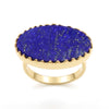 Natural lapis lazuli statement ring with large blue gemstone in 18K gold plated and silver plated finish for women