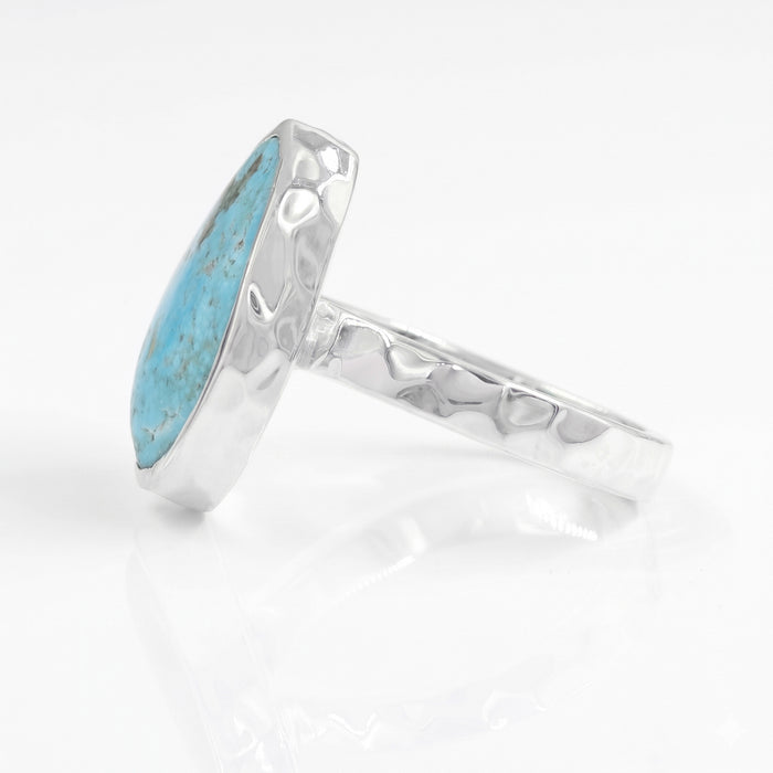 Natural Arizona Turquoise Gemstone Hammered Design Ring