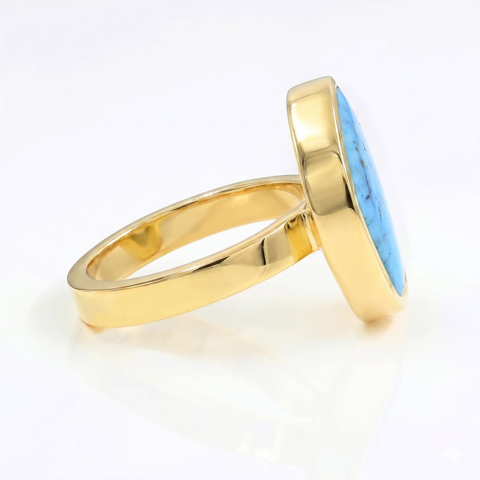 18K Gold Plated Natural Arizona Turquoise Gemstone Handmade Ring