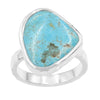 Natural Arizona Turquoise Gemstone Hammered Design Ring