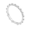A silver beaded ring with evenly spaced small metallic beads around the outer edge, shown on a plain white background.