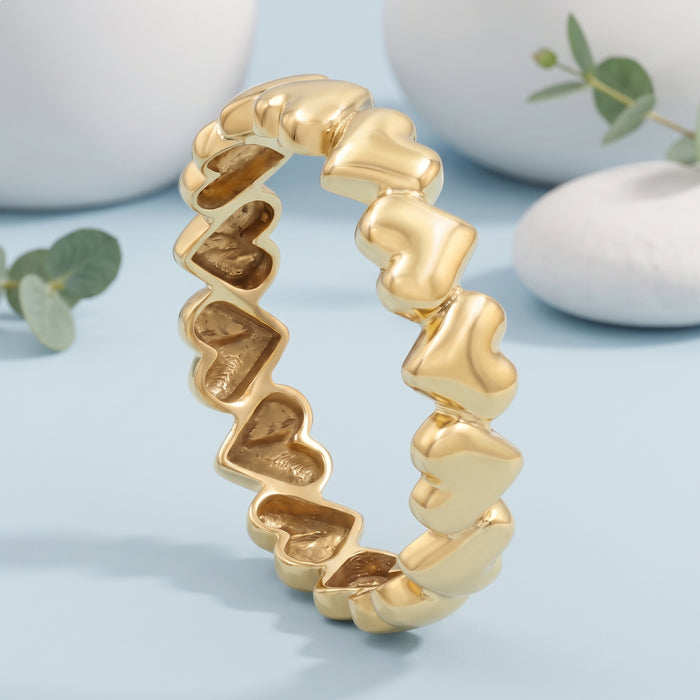 Gold-Plated Puffy Heart Band Ring