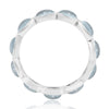 Silver ring with Aquamarine blue gemstones on a white background