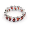 Natural Garnet Pear Statement Ring in Silver Plated Finish with 16 Pear-Shaped Gemstones