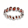 Natural Garnet Pear Statement Ring in Silver Plated Finish with 16 Pear-Shaped Gemstones
