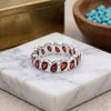 Natural Garnet Pear Statement Ring in Silver Plated Finish with 16 Pear-Shaped Gemstones