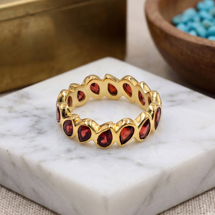 Garnet Pear Shape Eternity Band Ring