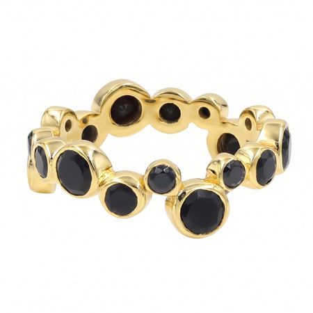 Black Onyx 18K Gold Plated Bubble Ring