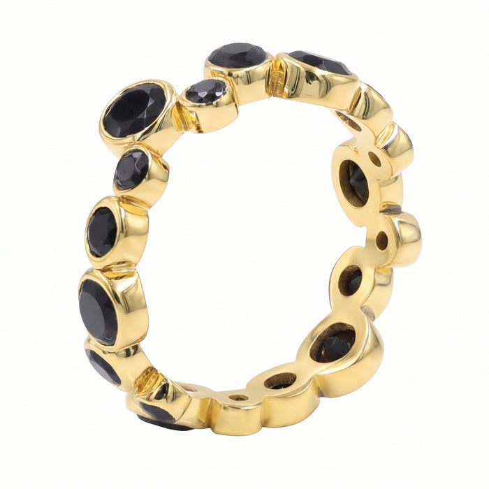 Black Onyx 18K Gold Plated Bubble Ring