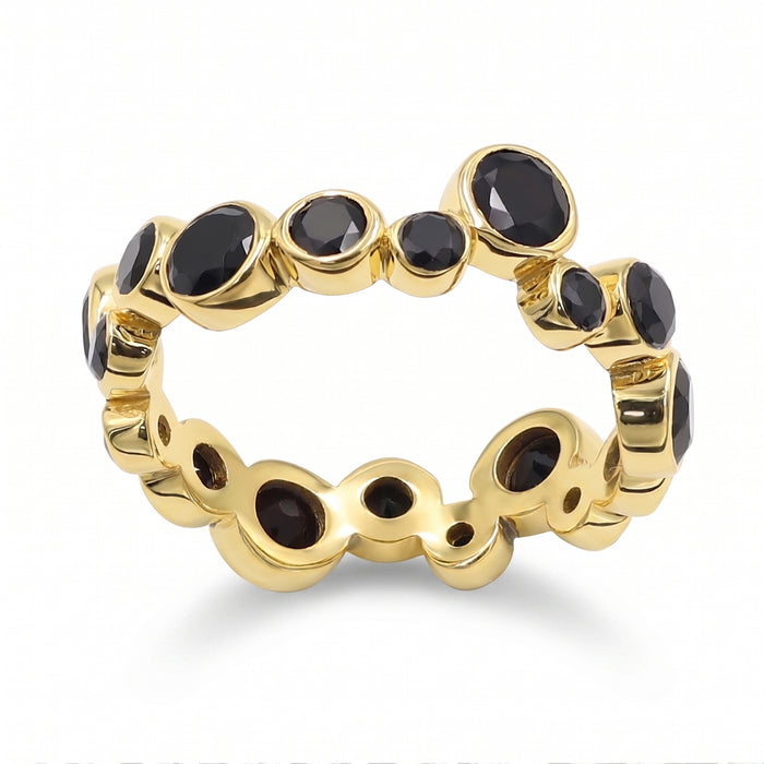 Black Onyx 18K Gold Plated Bubble Ring