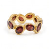 Natural garnet eternity band ring with 10 oval 4x6 mm garnet gemstones in gold plated finish
