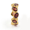 Natural garnet eternity band ring with 10 oval 4x6 mm garnet gemstones in gold plated finish