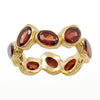 Natural garnet eternity band ring with 10 oval 4x6 mm garnet gemstones in gold plated finish
