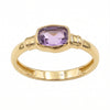Natural cushion cut amethyst ring for women in 18K gold plated and silver plated finishes with a genuine 5×7 mm purple gemstone.