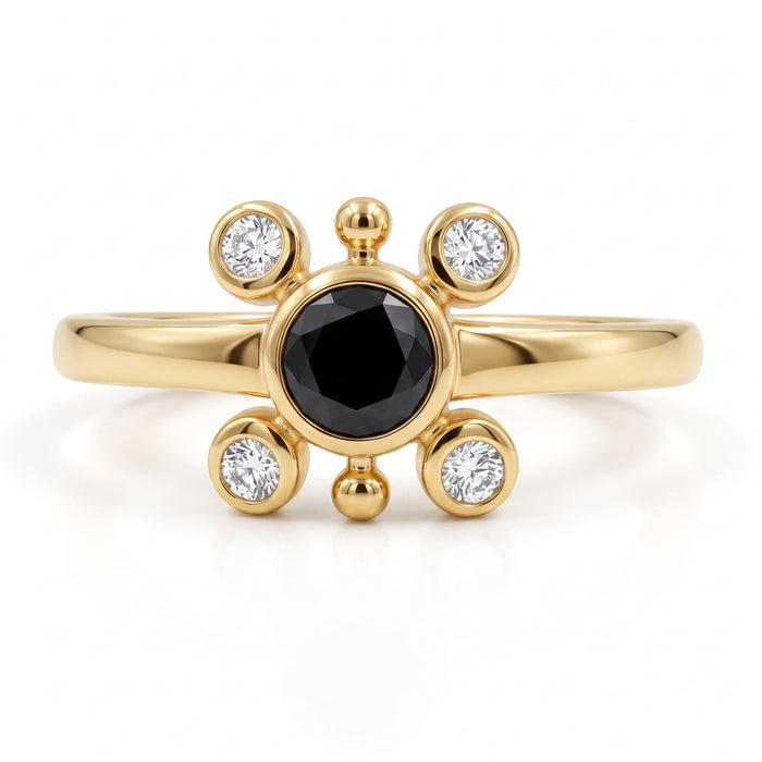 Black Onyx and Cubic Zirconia Gold