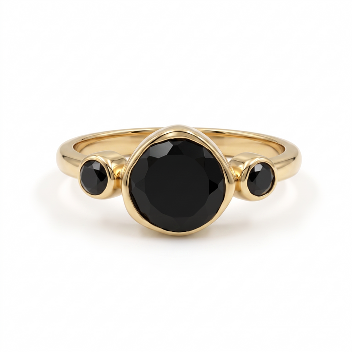 Black Onyx Gold Plated Ring