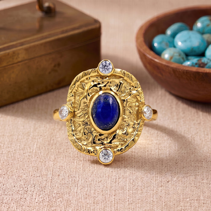 Lapis Lazuli and Cubic Zirconia Ring