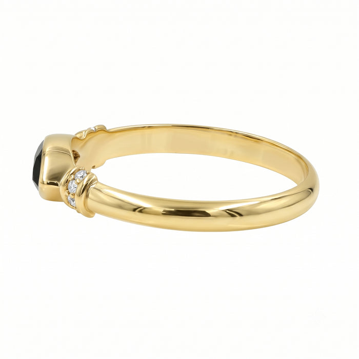 18K Gold & Silver Plated Black Onyx Ring with Swarovski Crystal