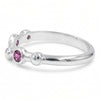 Silver plated adjustable lab grown ruby open ring with two round 3x3mm ruby gemstones for women