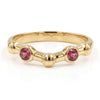 18K gold plated adjustable lab grown ruby open ring with two round 3x3mm ruby gemstones for women