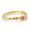 18K gold plated adjustable lab grown ruby open ring with two round 3x3mm ruby gemstones for women