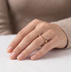 18K gold plated adjustable lab grown ruby open ring with two round 3x3mm ruby gemstones for women