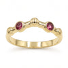 18K gold plated adjustable lab grown ruby open ring with two round 3x3mm ruby gemstones for women