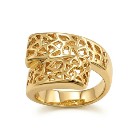 Geometric Cutout Lattice Bypass Ring – Gold & Silver Plated