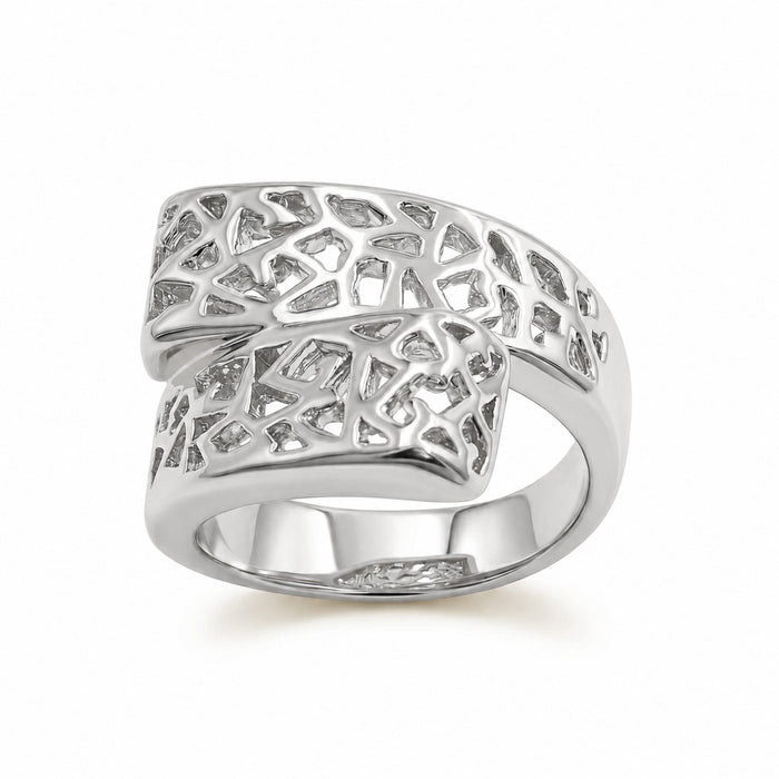 Geometric Cutout Lattice Bypass Ring – Gold & Silver Plated