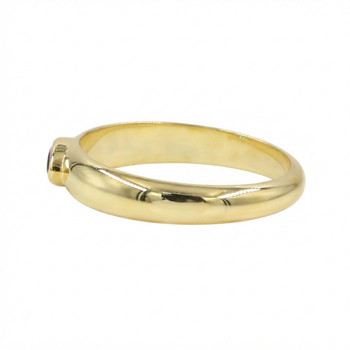 Gold Plated Red Garnet Solitaire Ring
