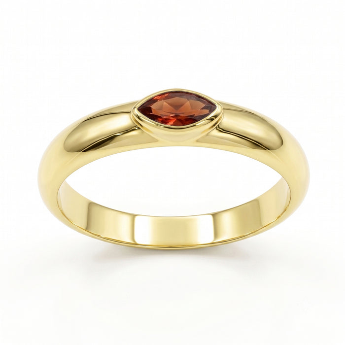 Gold Plated Red Garnet Solitaire Ring