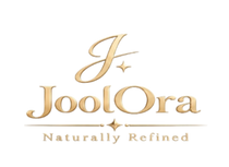 The brand logo for JoolOra, featuring a stylized gold 'J' with a star, followed by the brand name 'JoolOra' in a matching elegant gold font, and the tagline 'Naturally Refined' below, all set against a solid white background.