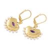 Natural Amethyst & Freshwater Pearl Drop Earrings – 18K Gold Plated