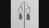 Silver plated butterfly hoop earrings with Swarovski crystal accents and textured rectangular charms for women