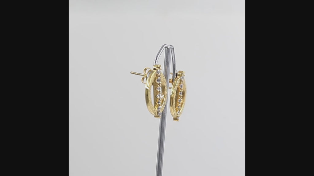 Swarovski crystal open circle stud earrings in gold and silver plated finish