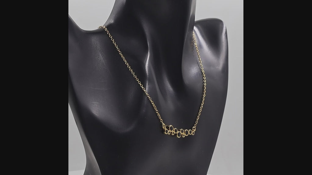 Natural Black Onyx Bubble Station Necklace in 18K Gold Plated and Silver Plated Finish with Graduated Round Gemstones
