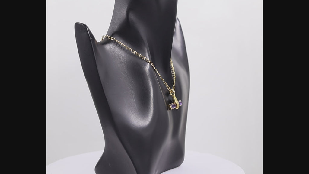 Natural Amethyst & Crystal T-Bar Pendant 