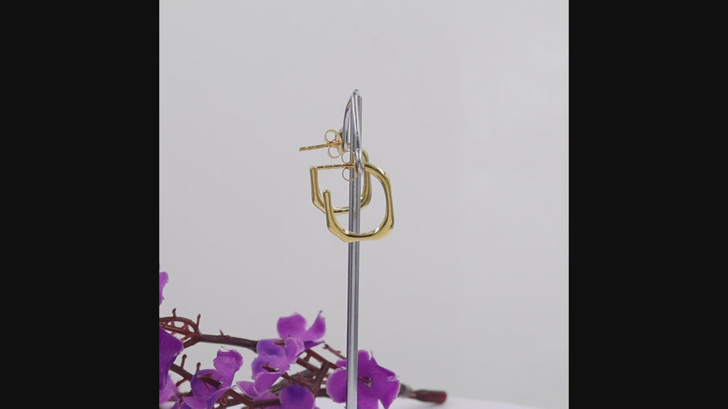 Modern oval hoop earrings in 18K gold plated and silver plated finish for women