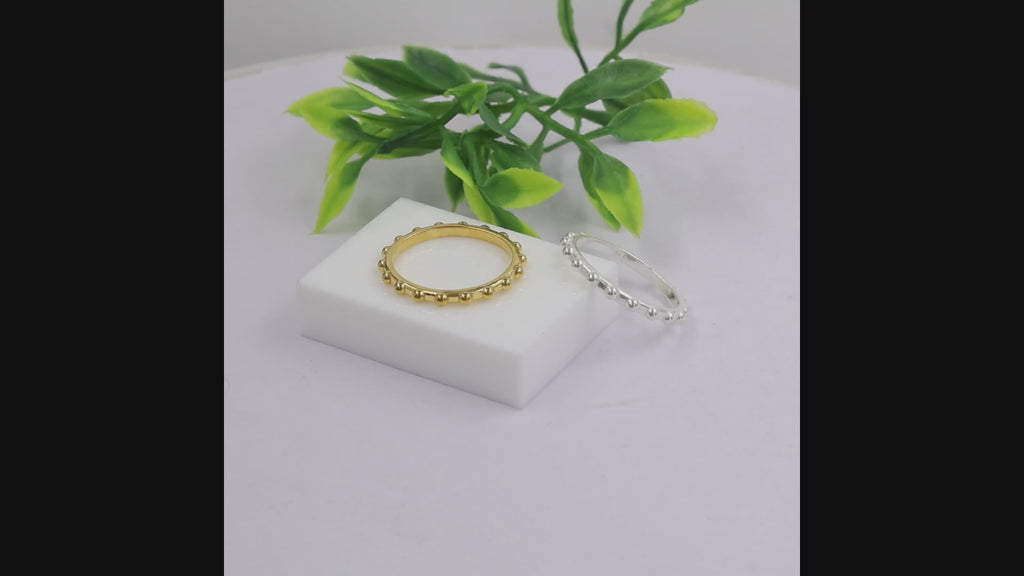 Gold Beaded Stacking Ring